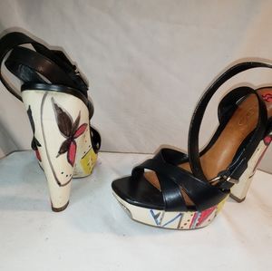 Aldo Wooden Painted Heels Sz 36 US 6